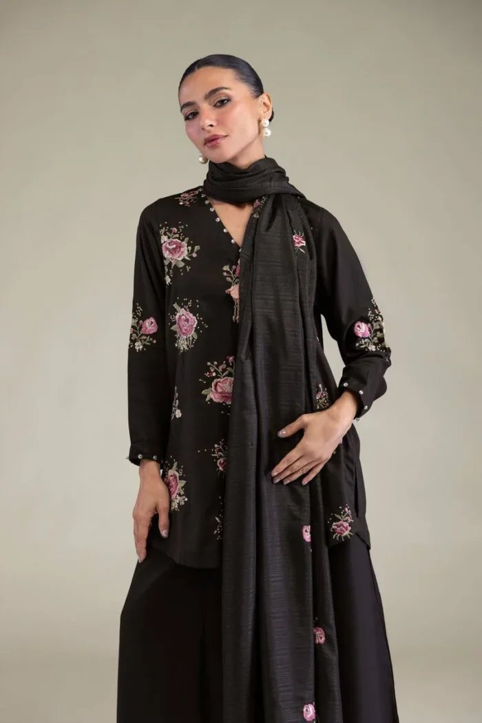 Black Floral Kurta
